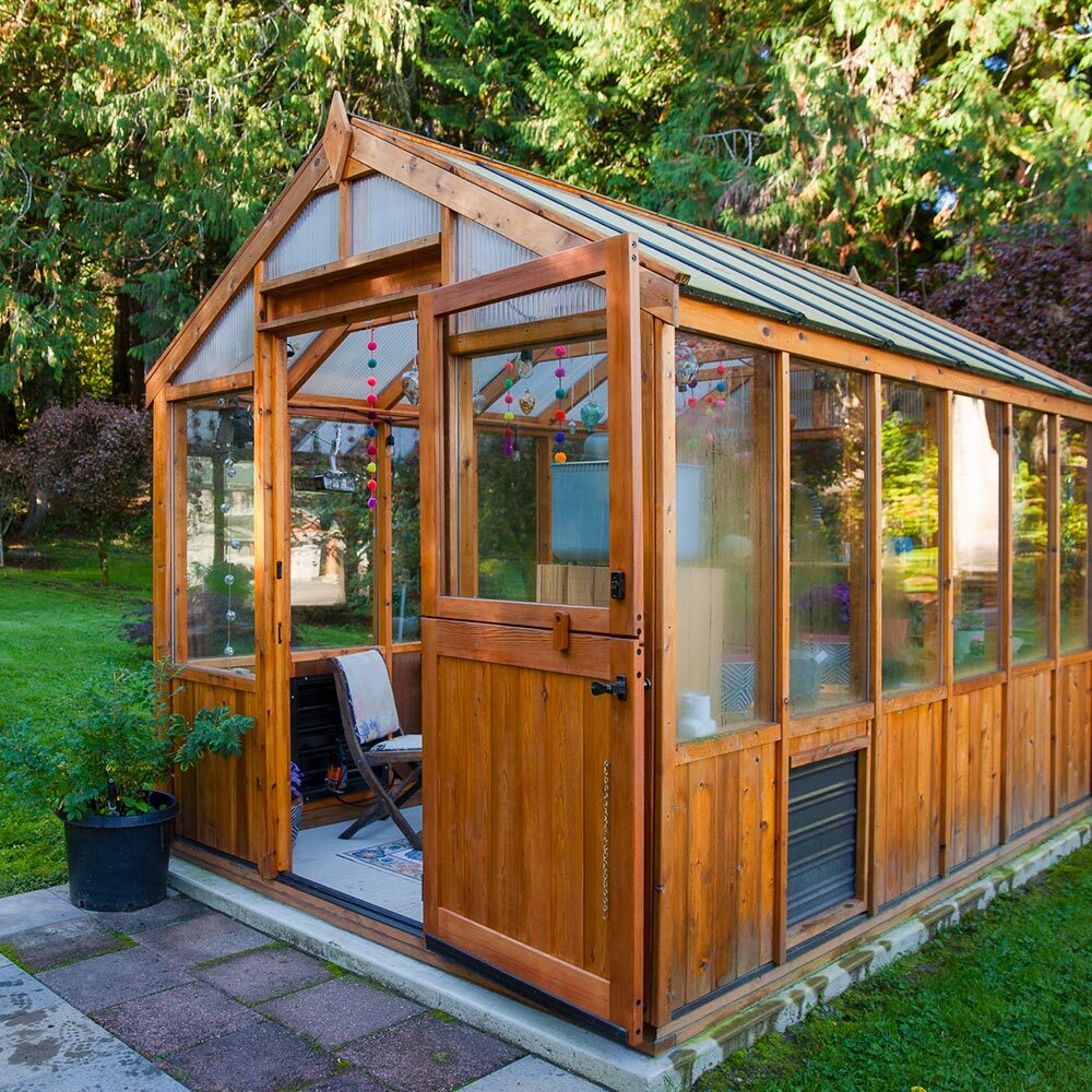 Charley's Greenhouse Northern Heritage Double Glass Greenhouse with Pony Wall and Dutch Door